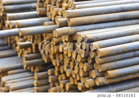 Metal profile of round section in packs at the warehouse of metal products 88510163