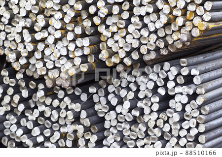 Metal profile of round section in packs at the warehouse of metal products 88510166