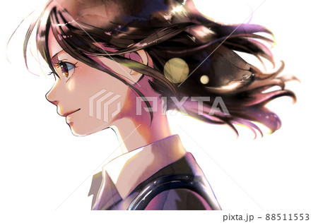 横顔の社会人女性イラスト人物単体、無季、背景なし、逆光 横顔の社会人女性イラスト人物単体、無季、背景なし、逆光 88511553
