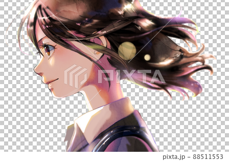 Profile of a working adult female illustration person alone, no season, no background, backlit 88511553