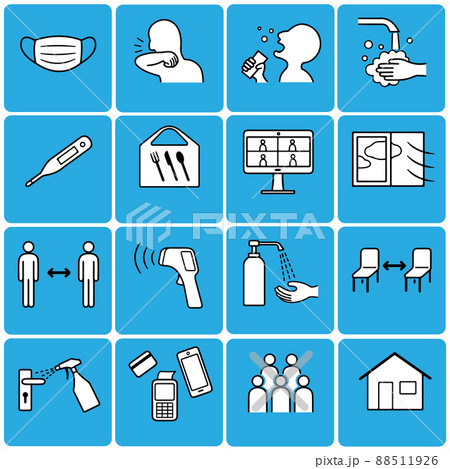 新型コロナウイルス 感染症対策 アイコン セット 文字無し 新型コロナウイルス 感染症対策 アイコン セット 文字無し 88511926