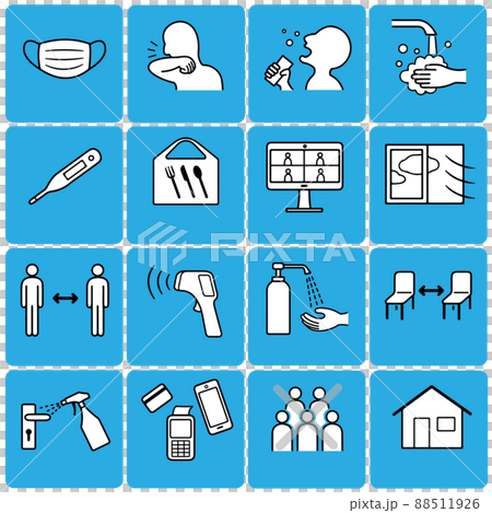 新型コロナウイルス 感染症対策 アイコン セット 文字無し 新型コロナウイルス 感染症対策 アイコン セット 文字無し 88511926