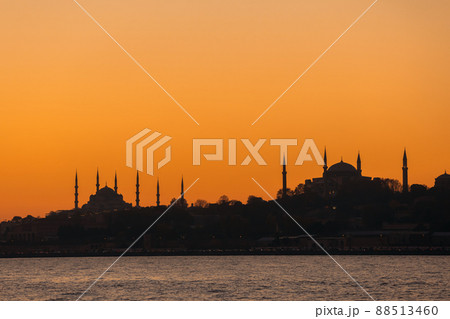 Istanbul skyline with Hagia Sophia and Blue Mosque .at sunset 88513460