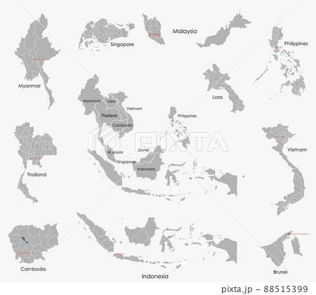 Doodle freehand drawing map of countries of South east Asia. 88515399