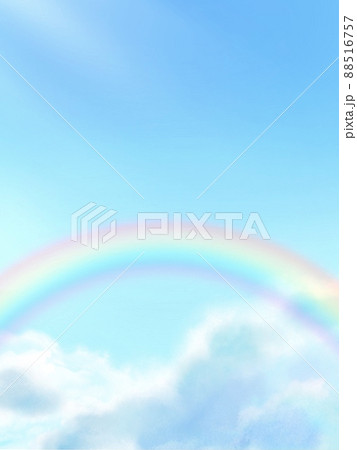 虹と空の水彩背景素材のイラスト素材