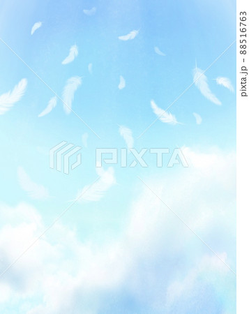 空に舞う天使の羽　天国のイメージ背景素材 88516763