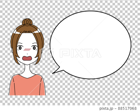 怒った表情の女性と吹き出しのイラスト 88517068