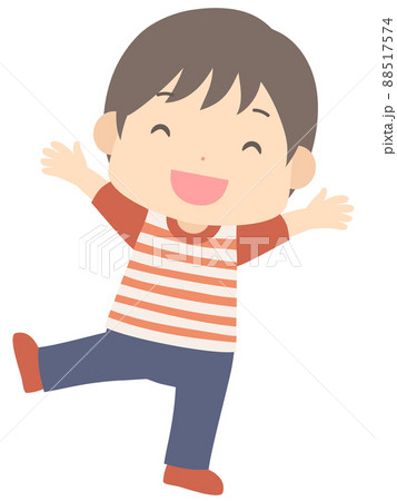 笑顔でバンザイする男の子のイラスト 88517574