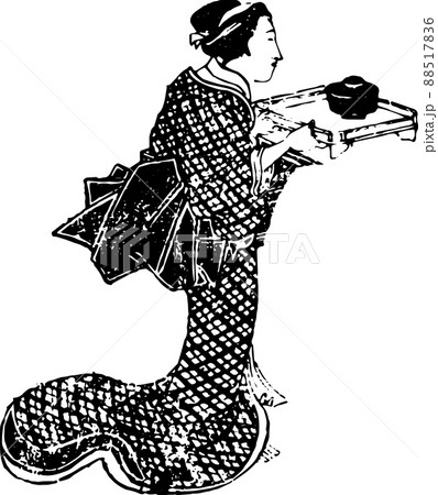 お吸い物を運ぶ女性 88517836