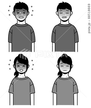 熱中症　10代　男女セット　中度　重度　モノクロ 88518669