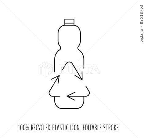 Recycle plastic bottle and garbage recycling icon concept of waste sorting. Editable stroke. Vector stock illustration isolated on white background for packaging logo print. EPS10 Recycle plastic bottle and garbage recycling icon concept of waste sorting. Editable stroke. Vector stock illustration isolated on white background for packaging logo print. EPS10 88518703