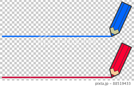 鉛筆で横線の罫線を引くイラストのイラスト素材