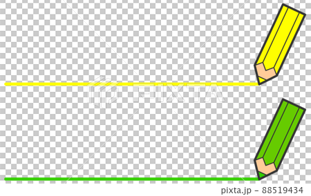 鉛筆で横線の罫線を引くイラストのイラスト素材