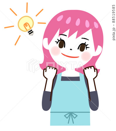 ガッツポーズするエプロン姿の若い女性 88519585