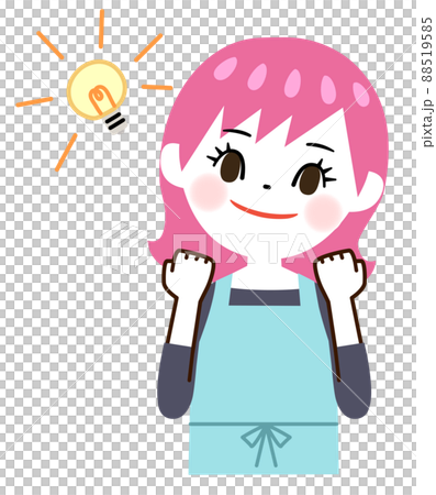 Young woman in an apron doing a guts pose 88519585