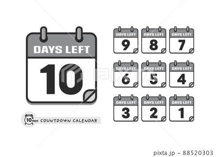 カウントダウン用日めくりカレンダーのアイコンセット(あと10日〜1日)DAYS LEFT 10-1 カウントダウン用日めくりカレンダーのアイコンセット(あと10日〜1日)DAYS LEFT 10-1 88520303