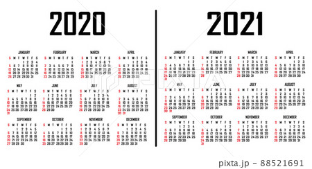 Calendar 2020-2021. The week begins on Sunday. Simple calendar template. Portrait of vertical orientation. Annual organizer of stationery. Vector Calendar 2020-2021. The week begins on Sunday. Simple calendar template. Portrait of vertical orientation. Annual organizer of stationery. Vector 88521691