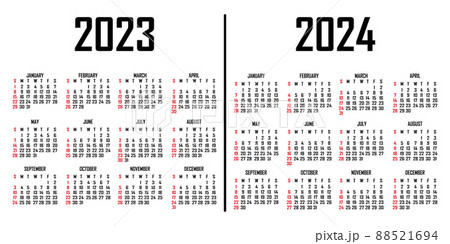 Calendar 2023-2024. The week begins on Sunday. - Stock