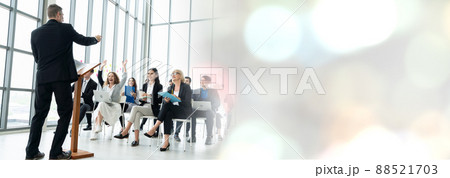 Group of business people meeting in a seminar conference widen view Group of business people meeting in a seminar conference widen view 88521703