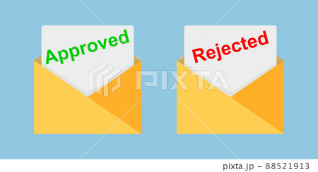 Approved and rejected letters. Check and confirmation signs. Mark and cross Mail. Vector 88521913