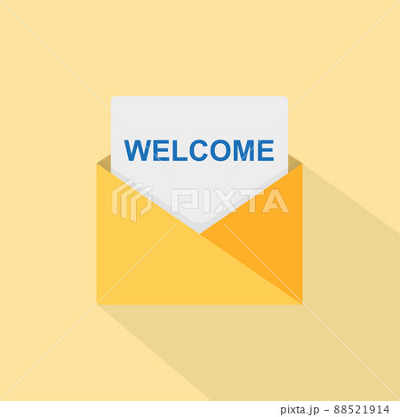 Welcome concept with open envelope. The letter reads welcome. Vector Welcome concept with open envelope. The letter reads welcome. Vector 88521914