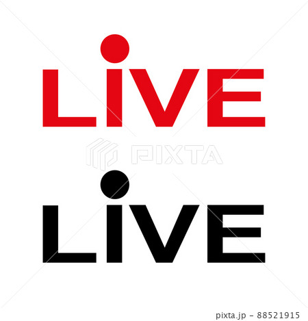 Live broadcast icon. Live video streaming. Red symbols and buttons for live broadcast, online broadcast. Red and black buttons for live and online applications. Vector 88521915