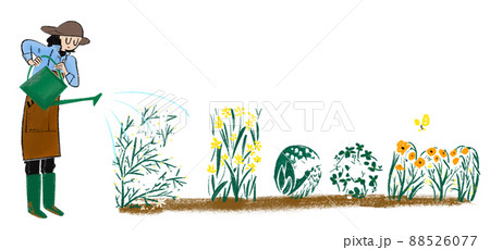 植物に水やりをする女性のイラスト 88526077