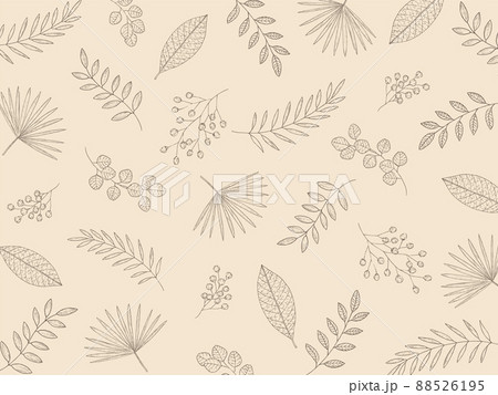 ペン画の葉の模様　背景デザイン 88526195