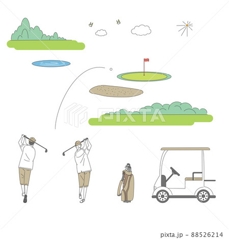 ゴルフをする年配の男性のセット 88526214