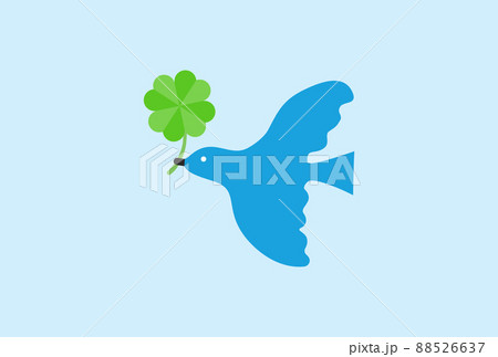 青空を背景に四つ葉のクローバーをくわえて飛ぶ青い鳥 - 平和・幸せ・SDGs・脱炭素のイメージ素材 青空を背景に四つ葉のクローバーをくわえて飛ぶ青い鳥 - 平和・幸せ・SDGs・脱炭素のイメージ素材 88526637