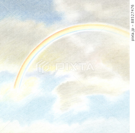 パステル 6月の虹と空のイラスト素材