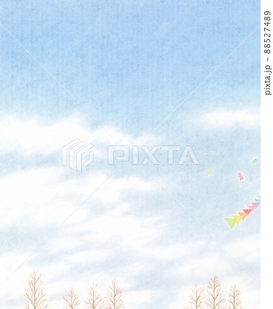パステル:1月の空と凧揚げ パステル:1月の空と凧揚げ 88527489