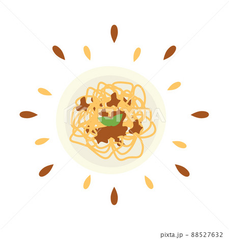 Abstract juicy spaghetti spaghetti icon with splashes isolated on white background - Vector Abstract juicy spaghetti spaghetti icon with splashes isolated on white background - Vector 88527632