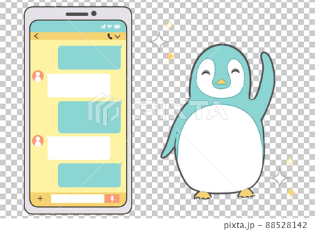 使用智能手機消息應用程序的企鵝 88528142