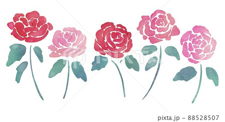 水彩画。水彩タッチの薔薇イラスト。手描き透明水彩の薔薇のセット挿絵。 水彩画。水彩タッチの薔薇イラスト。手描き透明水彩の薔薇のセット挿絵。 88528507