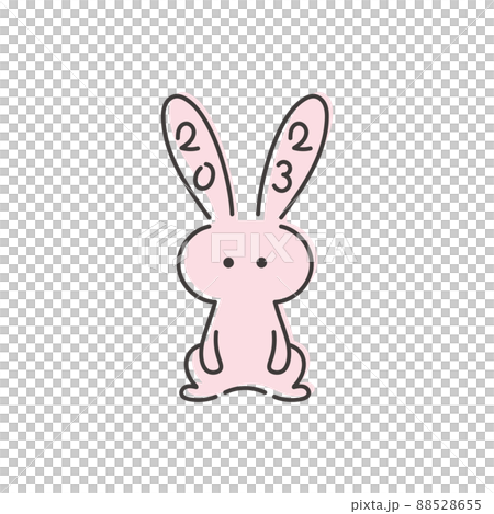 2023 Year of the Rabbit Illustration of a pink rabbit facing the front 2023 Year of the Rabbit Illustration of a pink rabbit facing the front 88528655