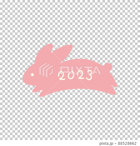 2023 Year of the Rabbit Illustration of a jumping pink rabbit 88528662