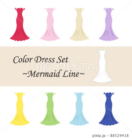 カラードレスのイラストセット(マーメイドライン) カラードレスのイラストセット(マーメイドライン) 88529418