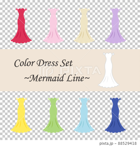 カラードレスのイラストセット(マーメイドライン) カラードレスのイラストセット(マーメイドライン) 88529418