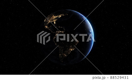Planet earth with realistic geography surface and orbital 3D cloud atmosphere Planet earth with realistic geography surface and orbital 3D cloud atmosphere 88529431