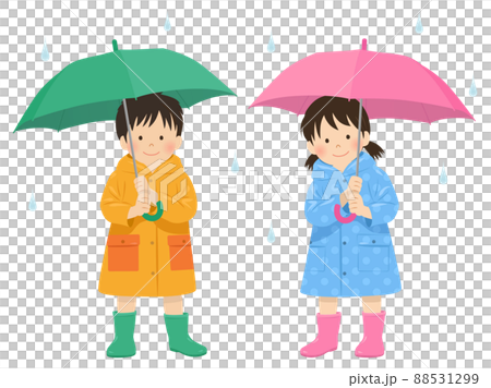 傘をさす子供  88531299