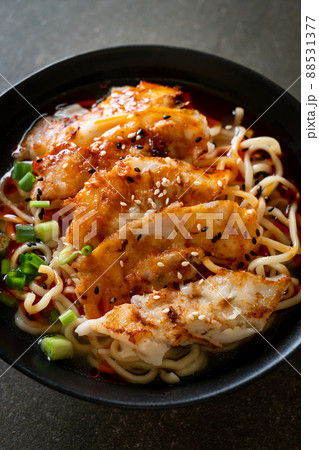 ramen noodles with gyoza or pork dumplings ramen noodles with gyoza or pork dumplings 88531377
