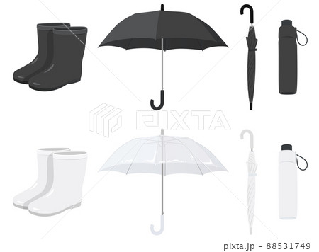 黒と白のシンプル雨具セット 88531749