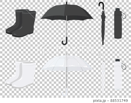 黒と白のシンプル雨具セット 88531749