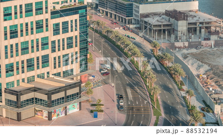 Bay Square district timelapse with mixed use and low rise complex office buildings located in Business Bay in Dubai Bay Square district timelapse with mixed use and low rise complex office buildings located in Business Bay in Dubai 88532194