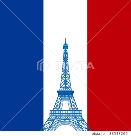 エッフェル塔　tour　eiffel　パリ　paris　フランス国旗 88533266