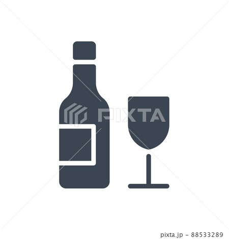 Wine bottle and glass related vector glyph ico 88533289