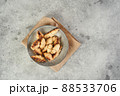 Russian slavic traditional pastry called roguelikes. Cakes bagels. Crispy croissants. Food on grey background, Copy space 88533706