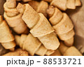 Russian slavic traditional pastry called roguelikes. Cakes bagels. Crispy croissants. Food on grey background, Closeup view 88533721