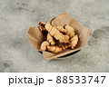 Russian slavic traditional pastry called roguelikes. Cakes bagels. Crispy croissants. Food on grey background, Copy space 88533747